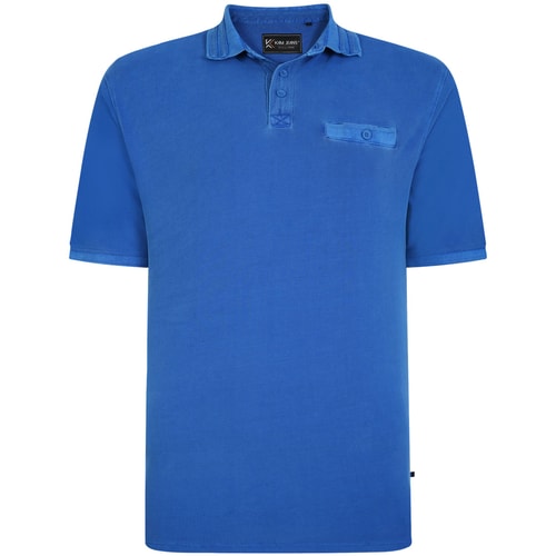 KAM Distressed Washed Polo Blue